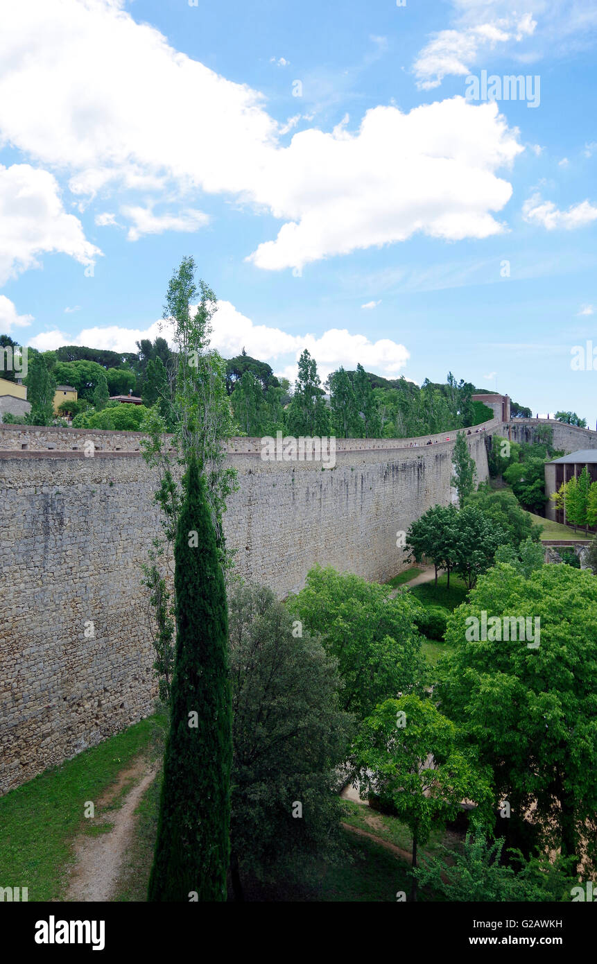 Girona, Spanien, alten Stadtmauern und Befestigungsanlagen Stockfoto