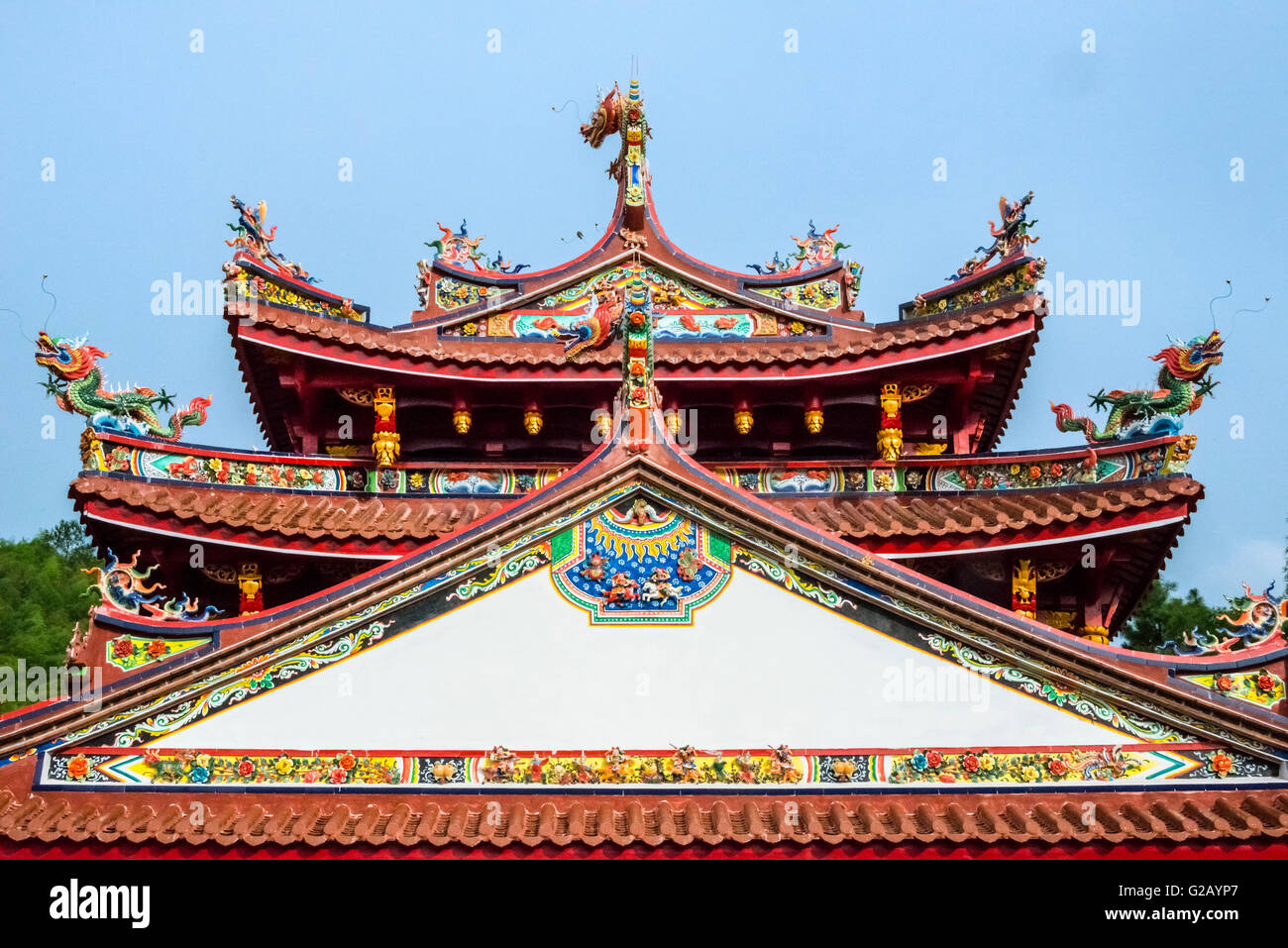 Tempel mit kunstvollen Skulptur Dekoration, Nanjing County, Provinz Fujian, China Stockfoto