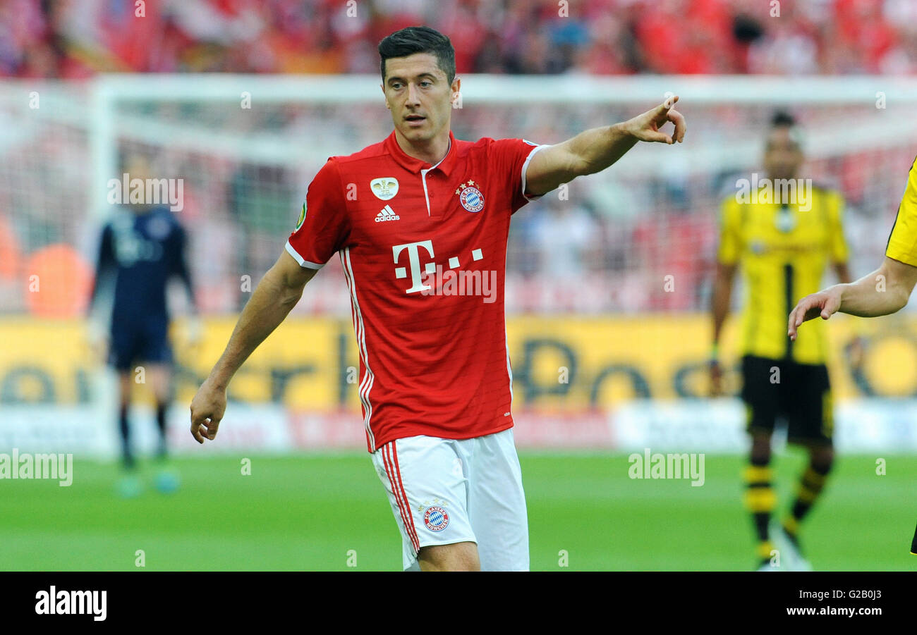 Deutsch-Cup-Finale im Olympiastadion Berlin, FC Bayern München Vs Borussia Dortmund: Robert Lewandowski von München. Stockfoto