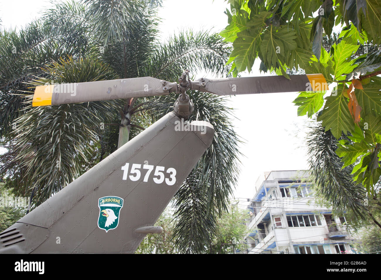 US-Luftwaffe Kämpfer Hubschrauber an das War Remnants Museum, Ho-Chi-Minh-Stadt, Vietnam. Stockfoto