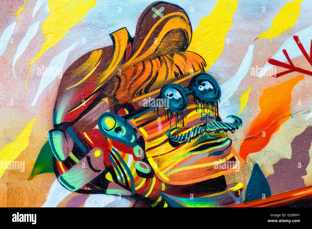 Städtischen Graffitis, Bellavista Nachbarschaft, Santiago, Chile Stockfoto