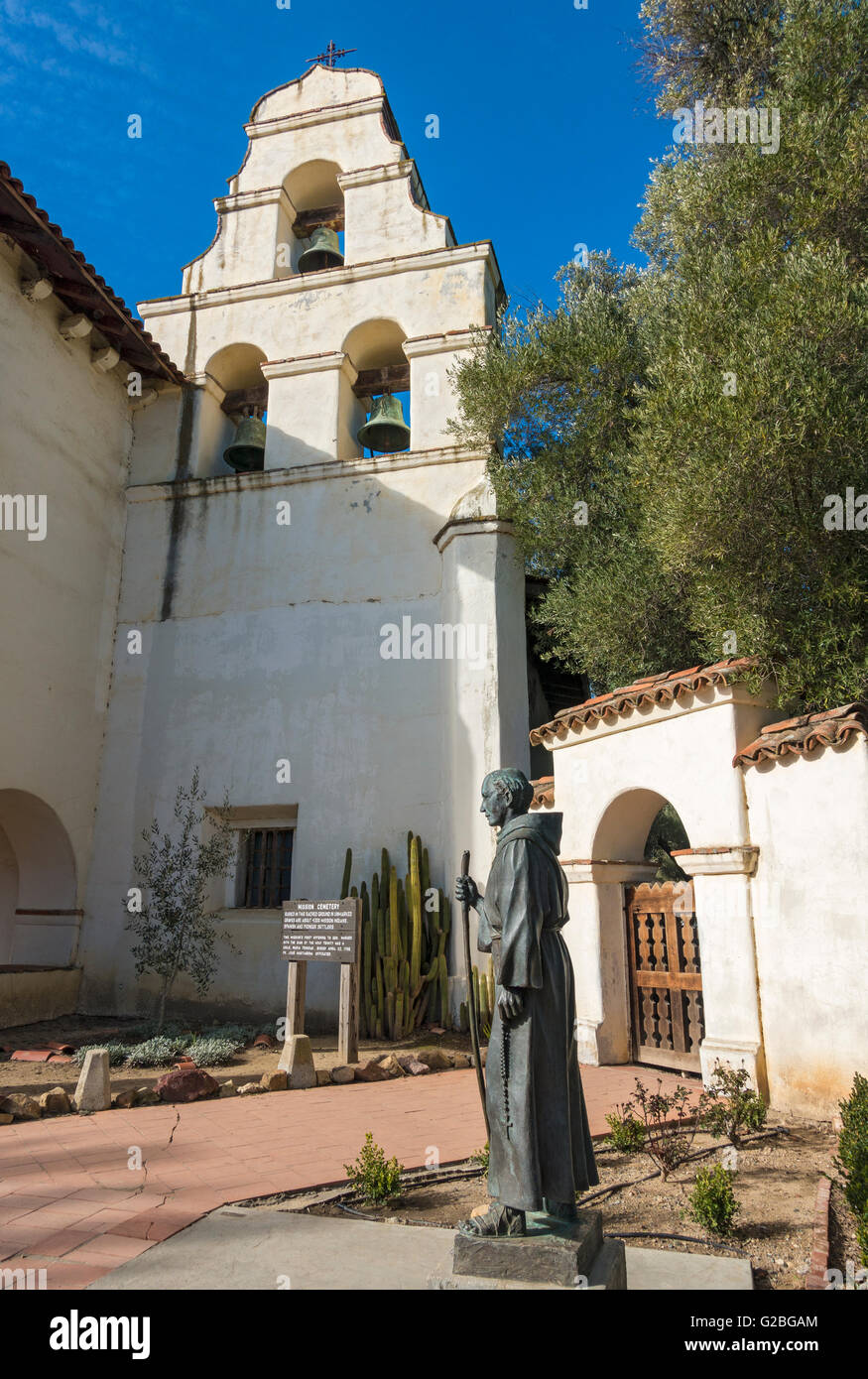Kalifornien, Mission San Juan Bautista, Pater Junipero Serra statue Stockfoto