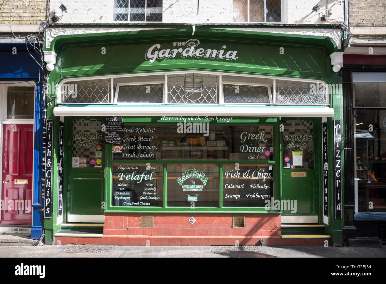 Das berühmte Gardenia Restaurant in Rose Crescent Cambridge UK ein beliebter Schüler-café Stockfoto