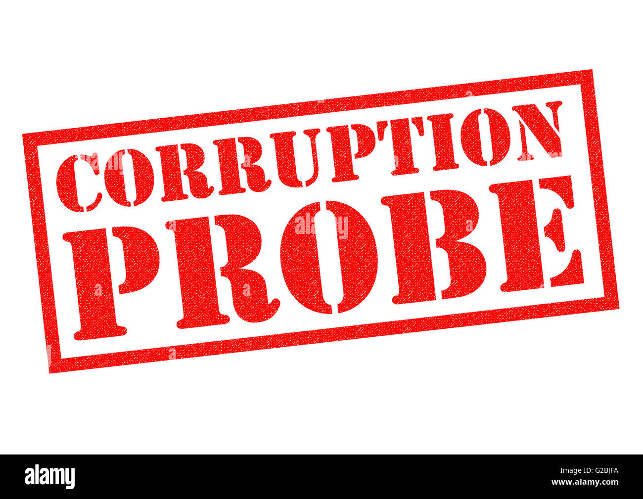 Korruption Sonde roten Stempel auf einem weißen Hintergrund. Stockfoto