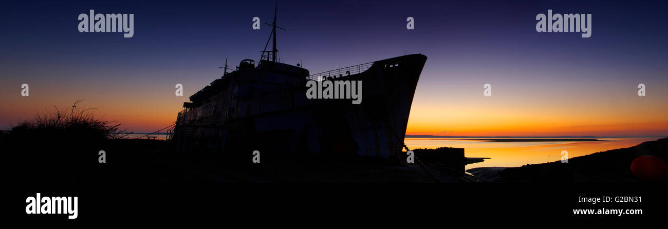 Panorama, Duke of Lancaster Ship in Mostyn, Nordwales. Stockfoto