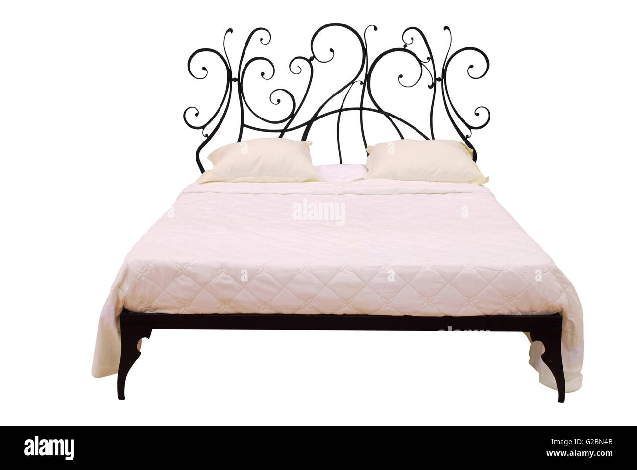 modernes Bett isoliert auf weiss Stockfoto
