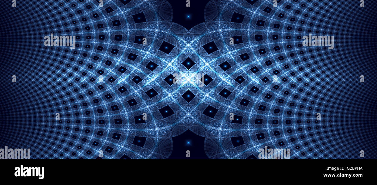 Blau leuchtende elliptische Fraktale, generiert Computer abstrakten Hintergrund Stockfoto