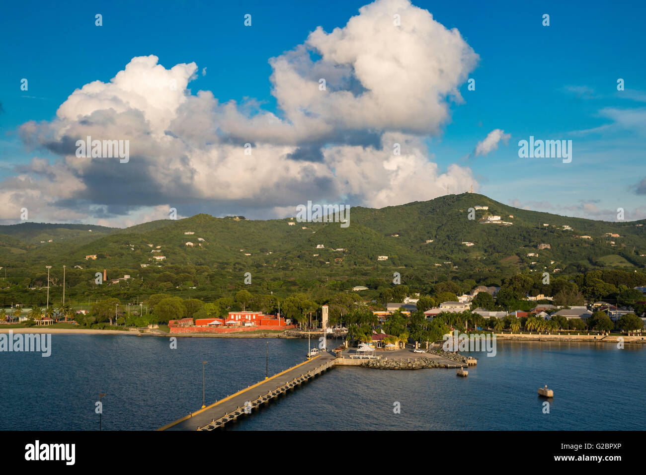 Dock und Port-Bereich in Frederiksted, Saint Croix, Amerikanische Jungferninseln Stockfoto