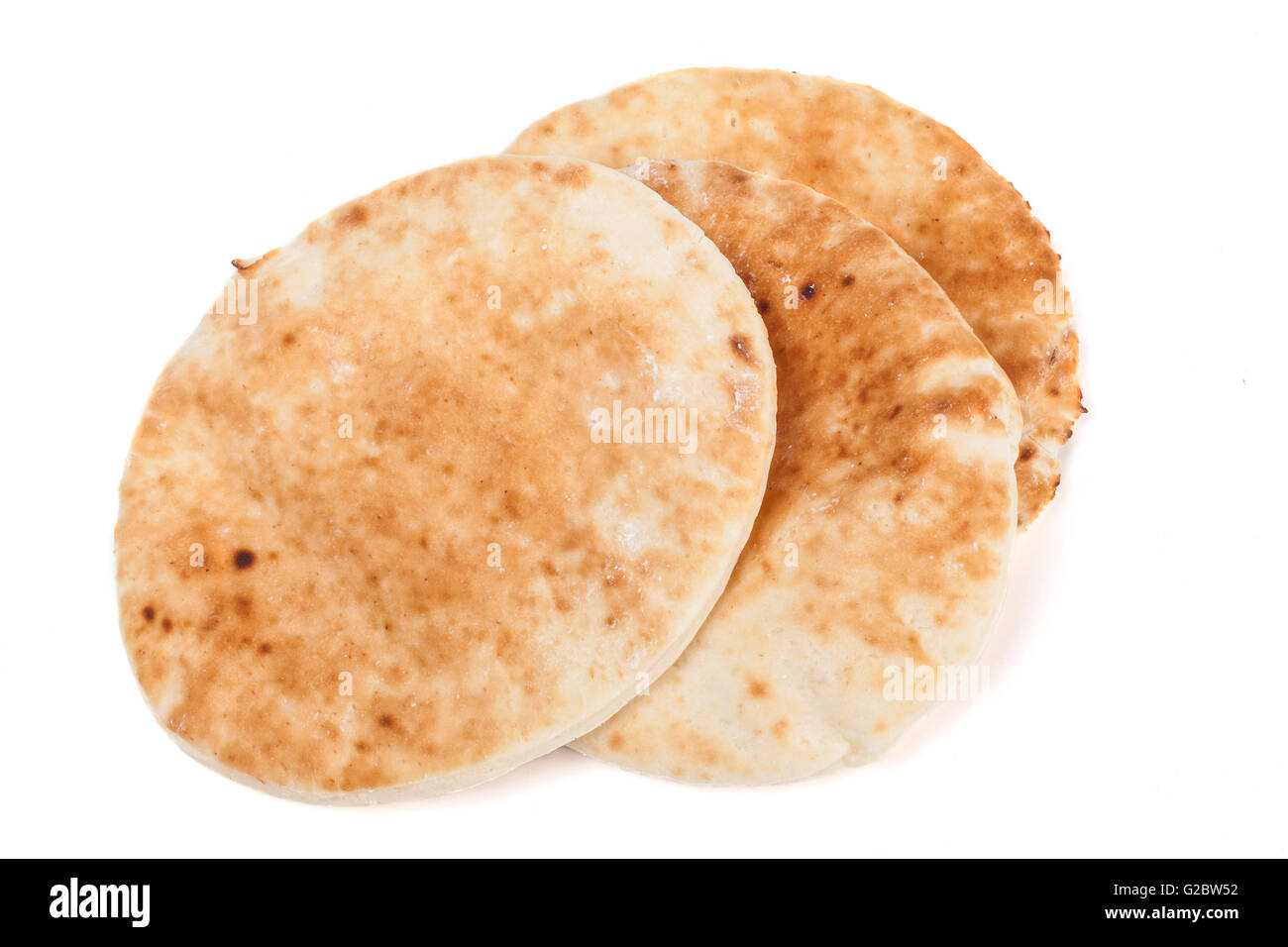 Traditionelle Pitta Stack isoliert auf weißem Hintergrund Stockfoto