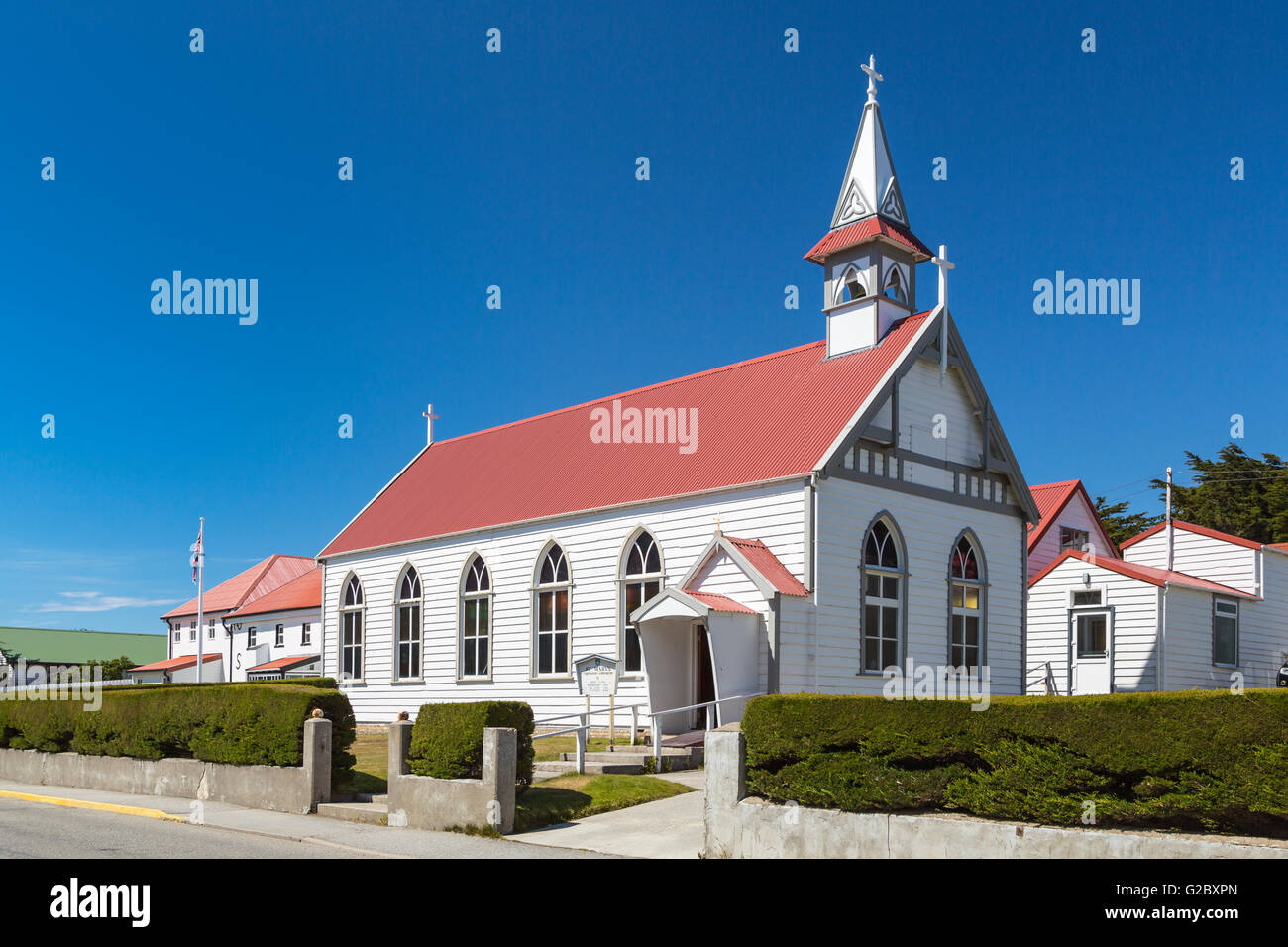 Die katholische Marienkirche in East Falkland, Stanley, Falkland-Inseln, Britische überseegegend. Stockfoto