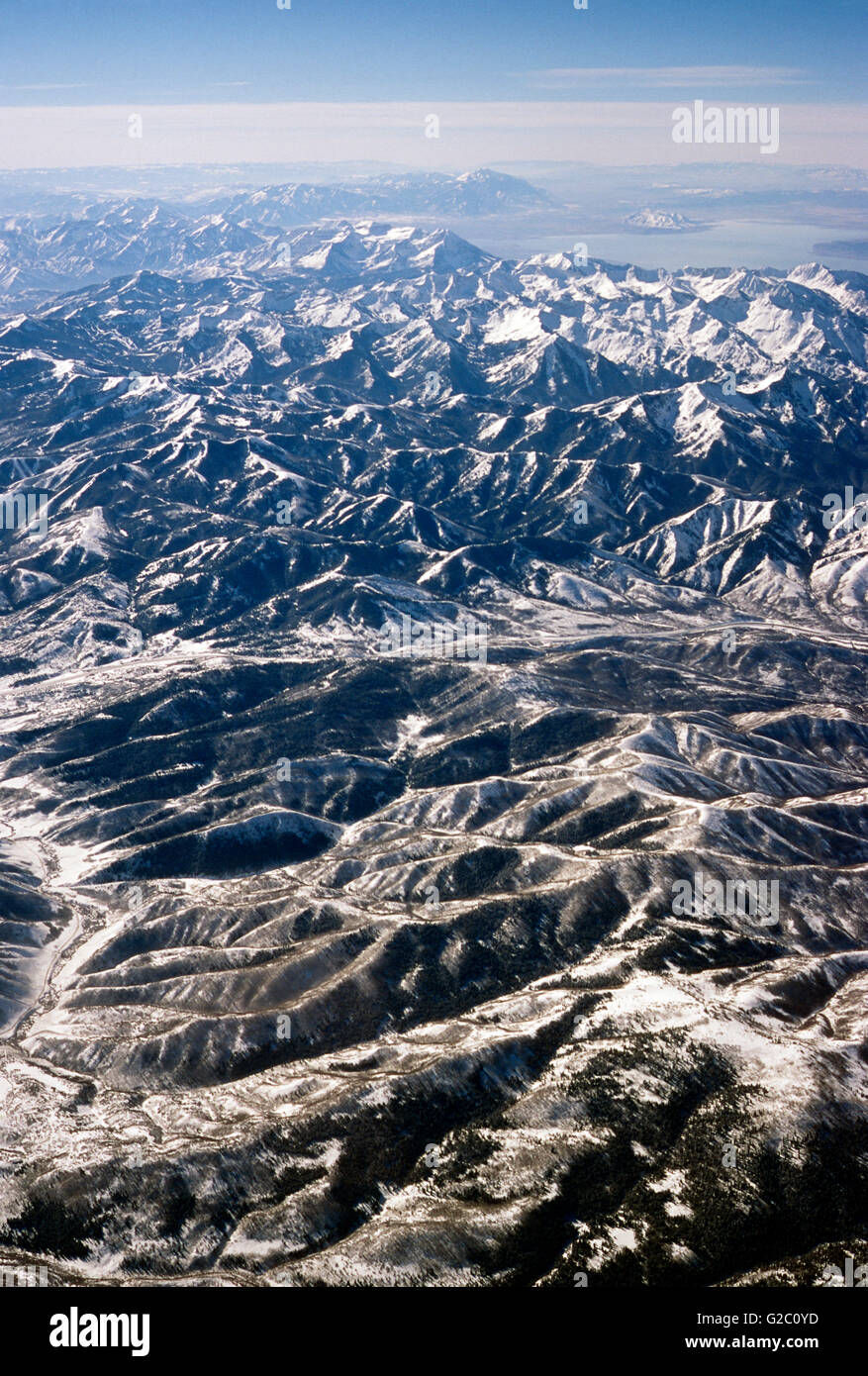 Luftaufnahme der Wasatch Mountains; östlich von Salt Lake City; Utah; USA Stockfoto