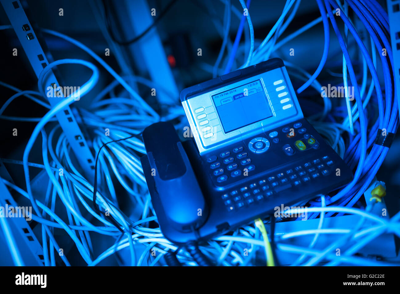 Ein IP-Telefon in weiches Licht Stockfoto