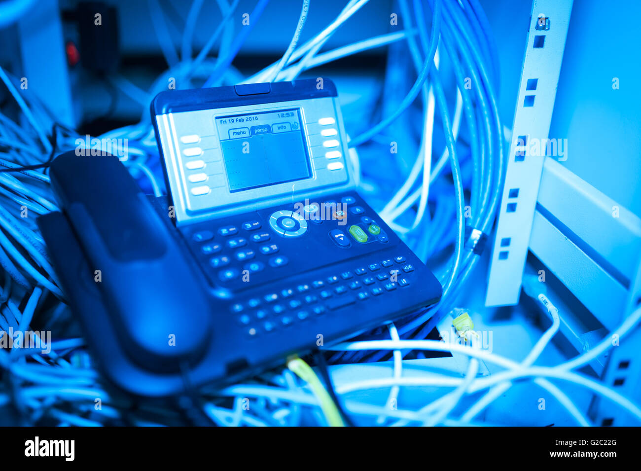 Ein IP-Telefon in weiches Licht Stockfoto