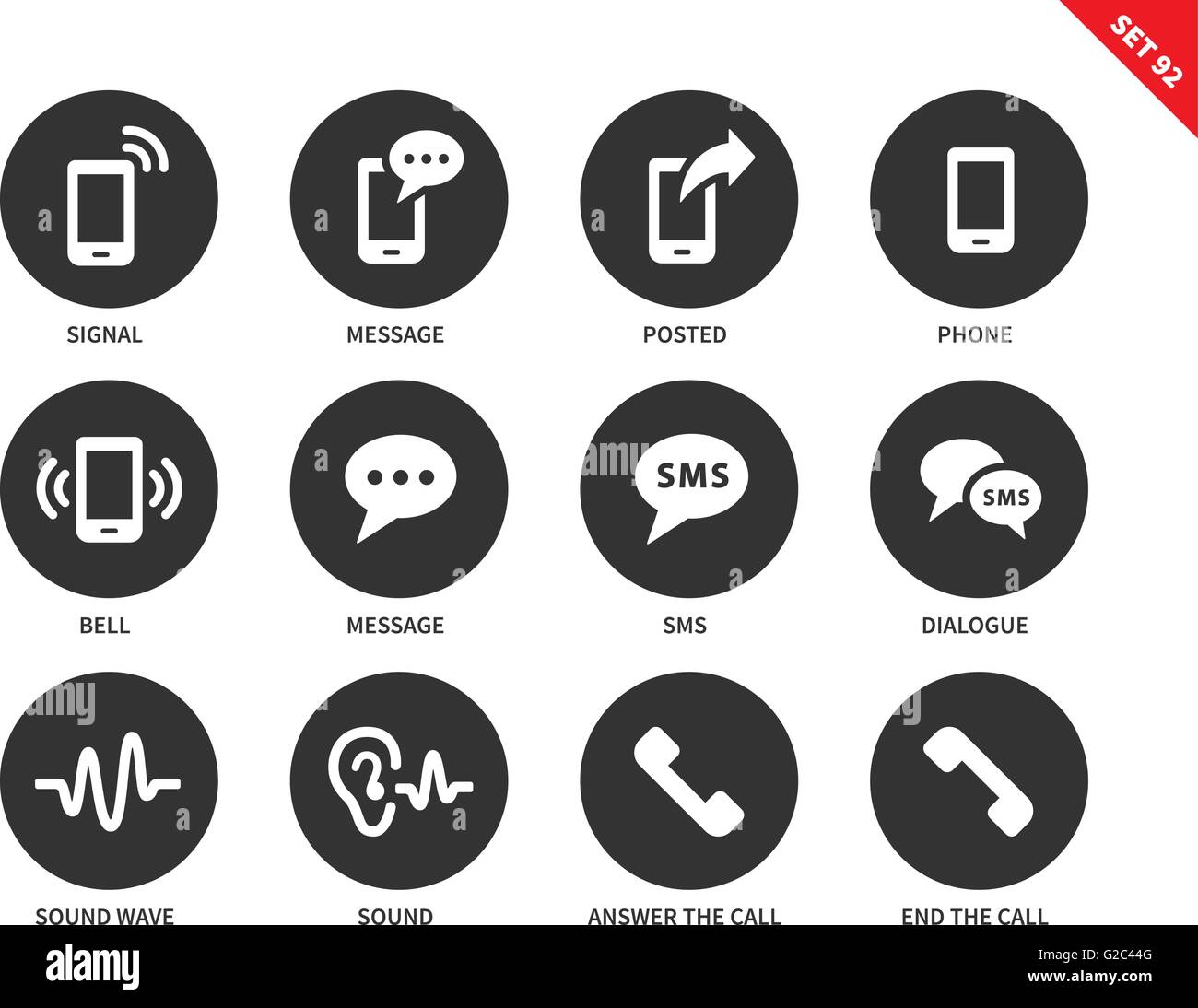 Handy-Symbole auf weißem Hintergrund Stock-Vektorgrafik - Alamy