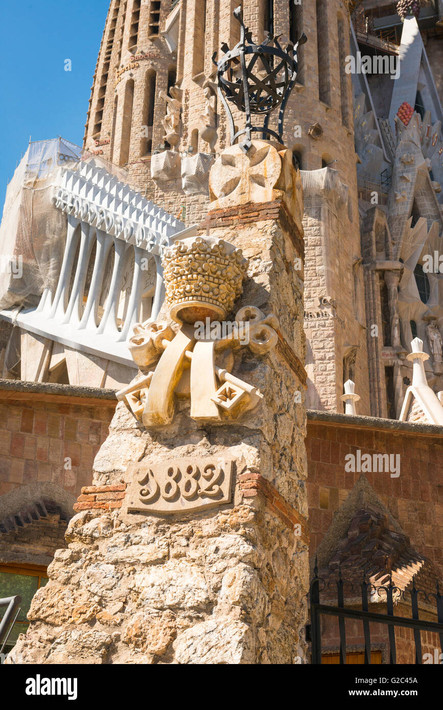 Spanien Katalonien Barcelona Eixample Sagrada Familia Kathedrale Detail begonnen 1882 Gaudi Meisterwerk Stockfoto