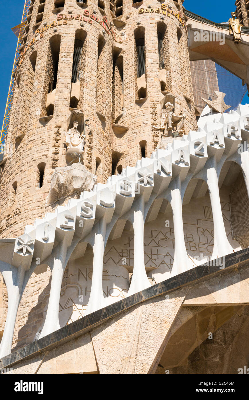 Spanien Katalonien Barcelona Eixample Sagrada Familia Kathedrale Detail begonnen 1882 Gaudi Meisterwerk Stockfoto