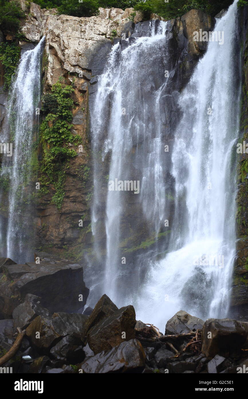 Spektakulärer Wasserfall im Dschungel Costa Ricas. Stockfoto