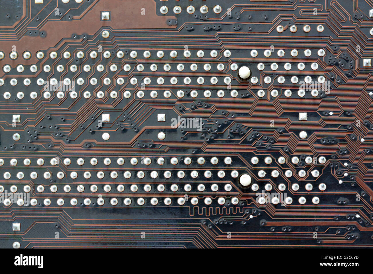 Braun Elektronik Hintergrund der Hauptplatine des Computers und Konzept über Technologie. Stockfoto