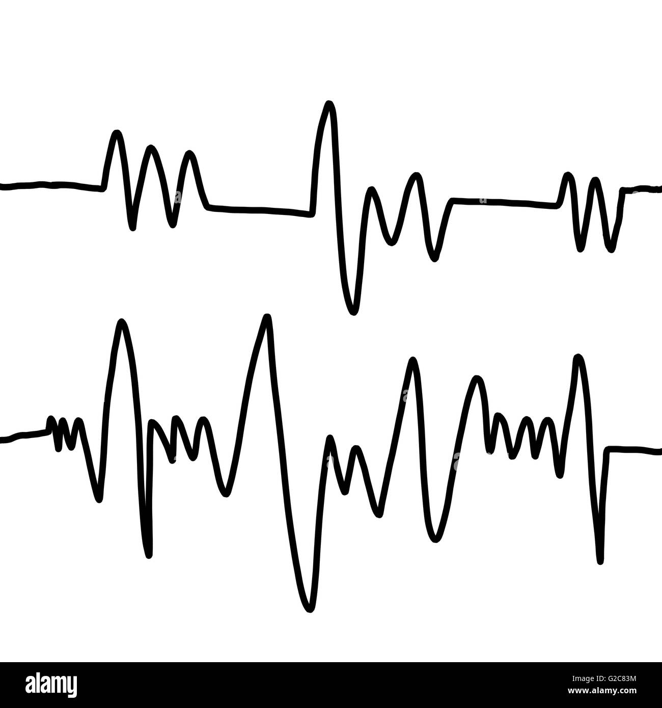Audio von hand gezeichneten Linie isoliert auf weißem Hintergrund für Grafik-Design. Stockfoto