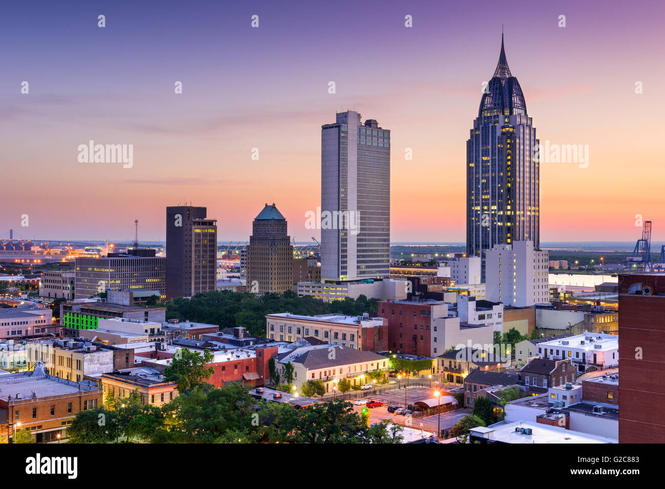 Mobile, Alabama, USA Skyline der Innenstadt. Stockfoto