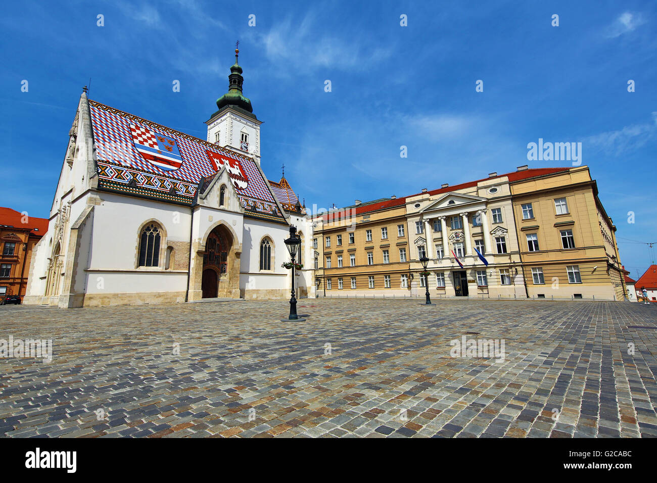 St. Markus Kirche in St. Marks Platz in Zagreb, Kroatien Stockfoto