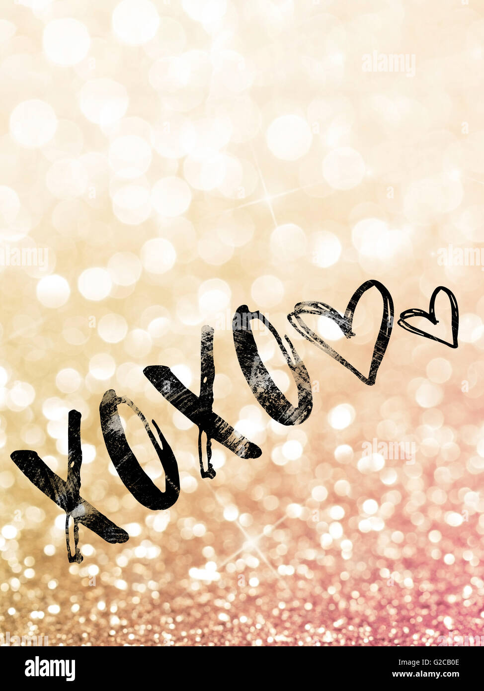 Symbole der Liebe auf Glitzer Hintergrund, perfekt als Karte oder an