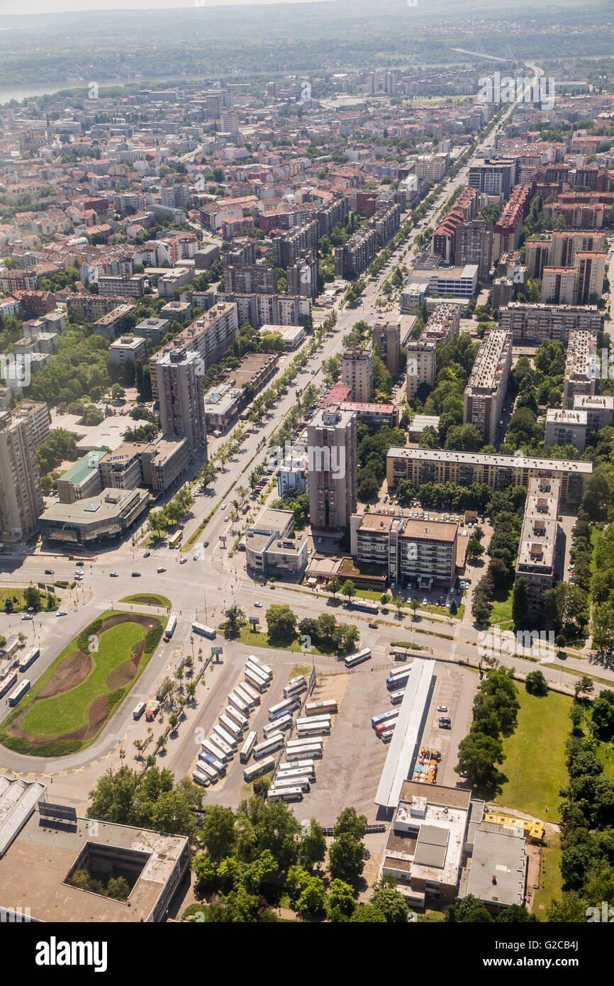 Novi Sad von Tag aus der Luft fotografiert Stockfoto