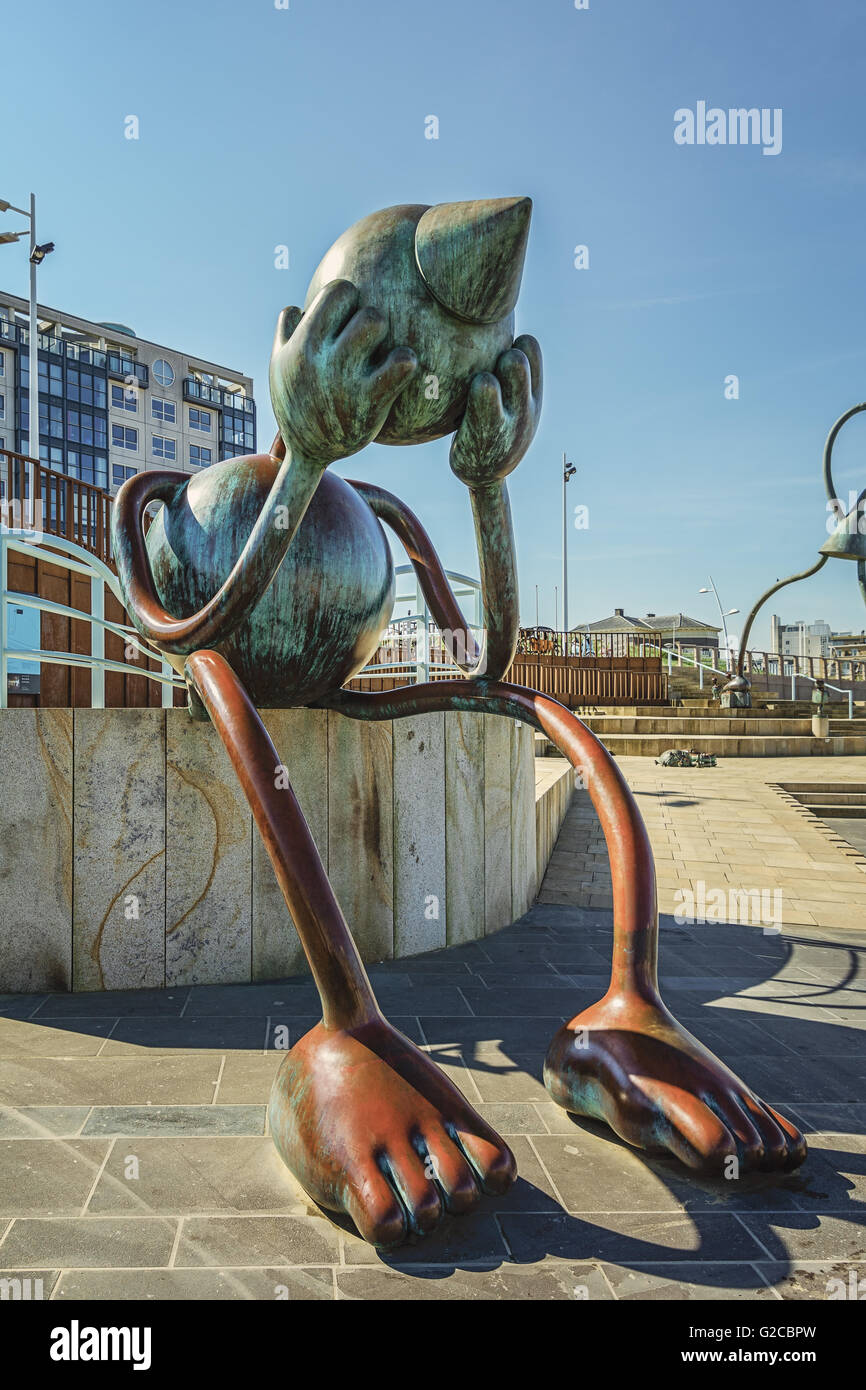 Auf dem Boulevard von Scheveningen, Niederlande, bezeichnet eine Gruppe von Statuen "Statuen des Meeres". Stockfoto