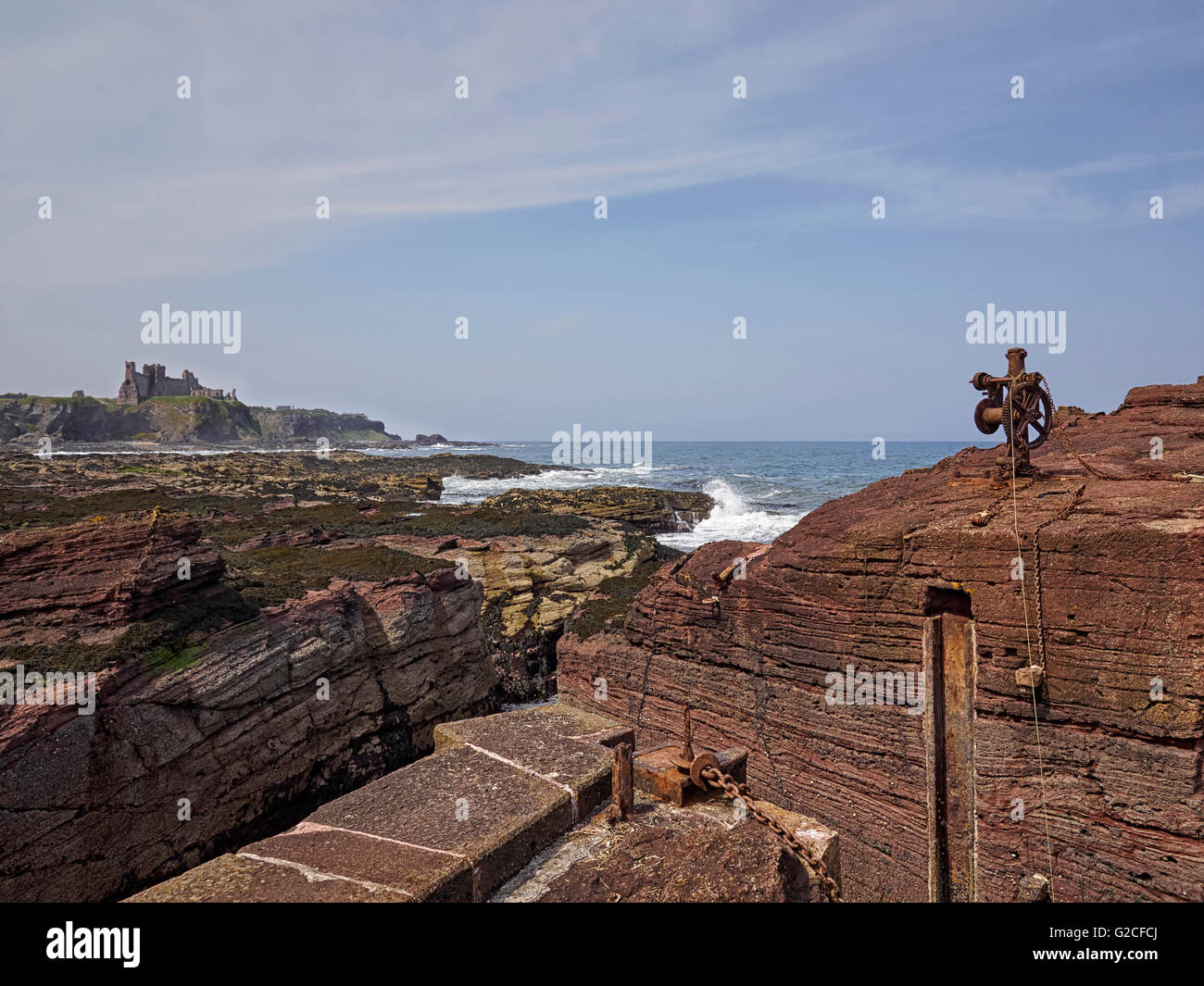 Schottland Tantallon Castle von Seacliff Hafen North Berwick East Lothian Stockfoto