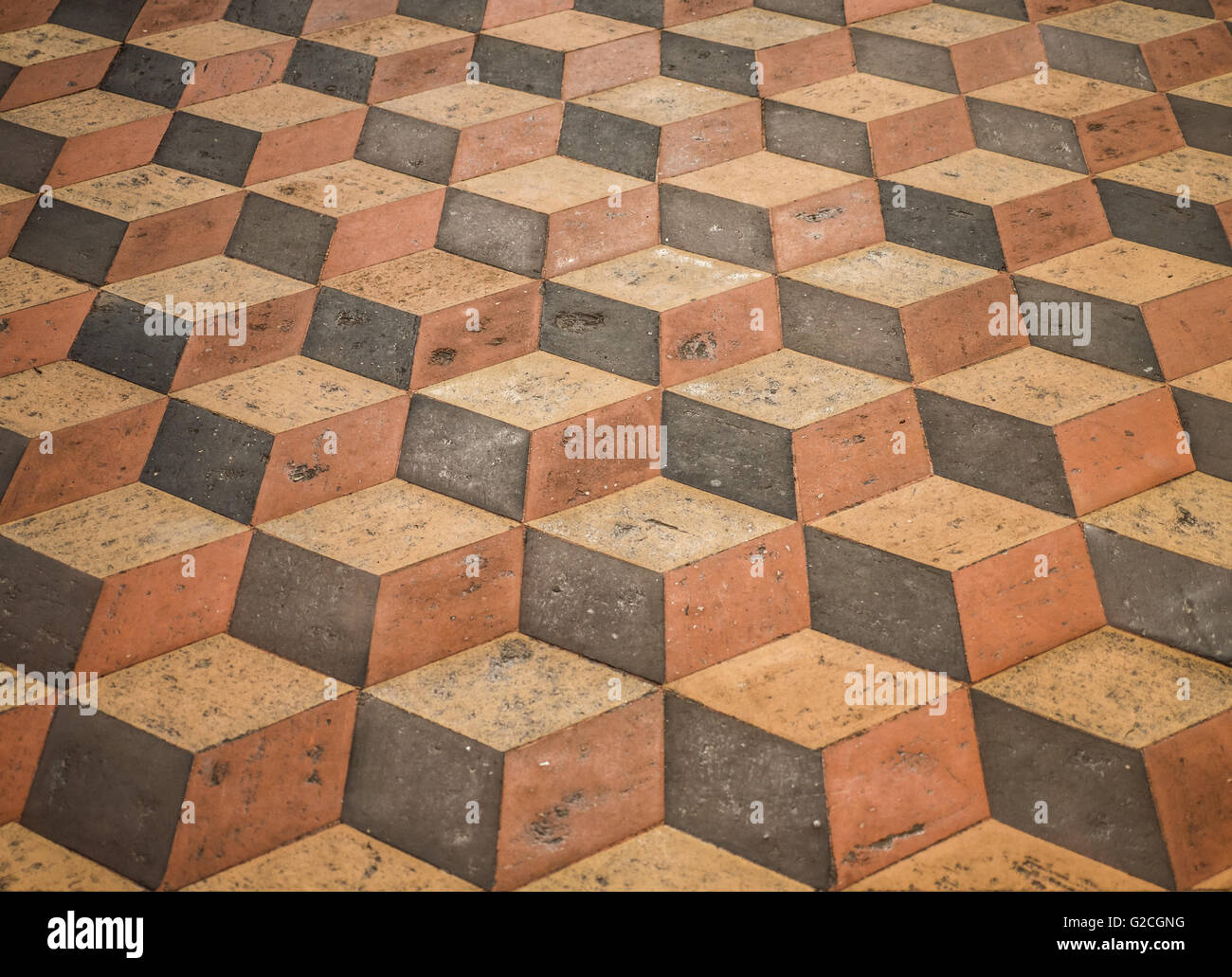 Dreidimensionalen Effekt im Steinboden Stockfoto