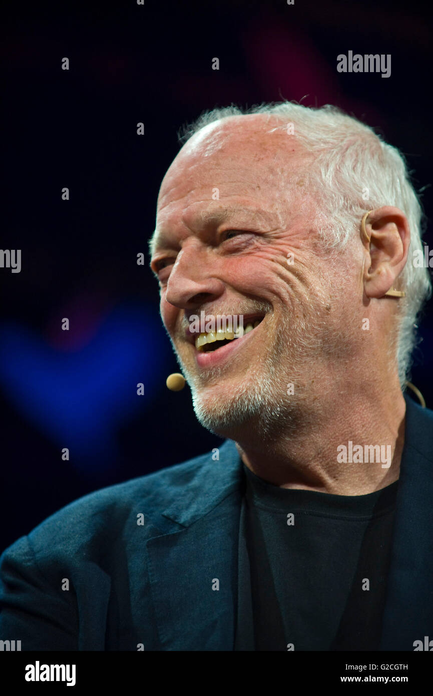 David Gilmour, Pink Floyd-Gitarrist sprechen über sein Leben & Arbeit auf der Bühne Hay Festival 2016 Stockfoto