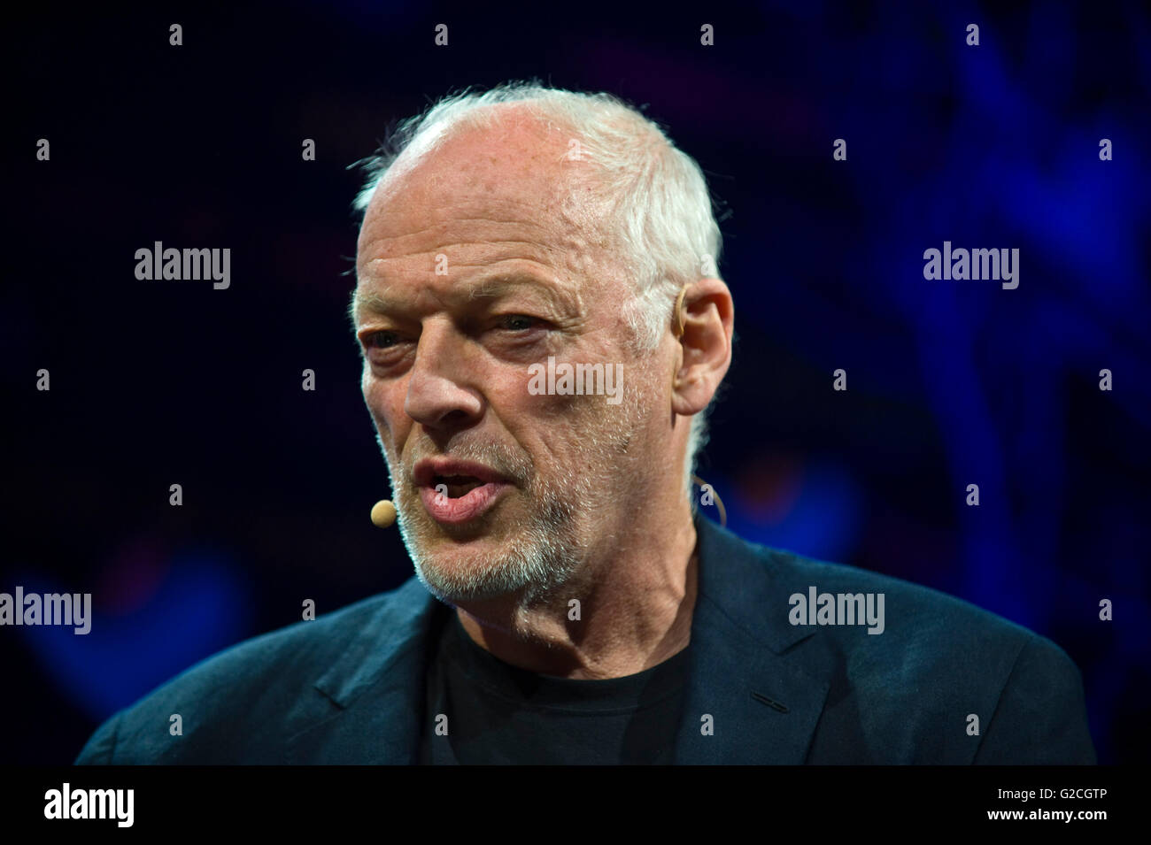 David Gilmour, Pink Floyd-Gitarrist sprechen über sein Leben & Arbeit auf der Bühne Hay Festival 2016 Stockfoto