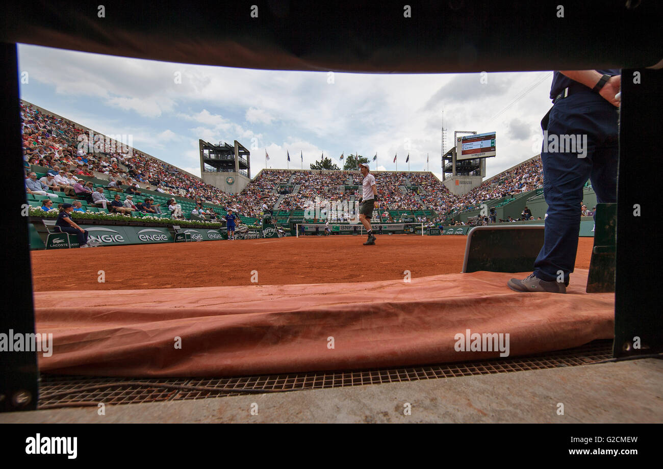 Paris, Frankreich, 22. Juni 2016, Tennis, Roland Garros, A Blick aus der Grube in Court Suzanne Lenglen. Foto: Henk Koster/tennisima Stockfoto