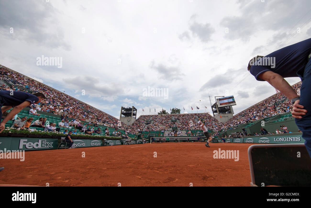 Paris, Frankreich, 22. Juni 2016, Tennis, Roland Garros, A Blick aus der Grube in Court Suzanne Lenglen. Foto: Henk Koster/tennisima Stockfoto