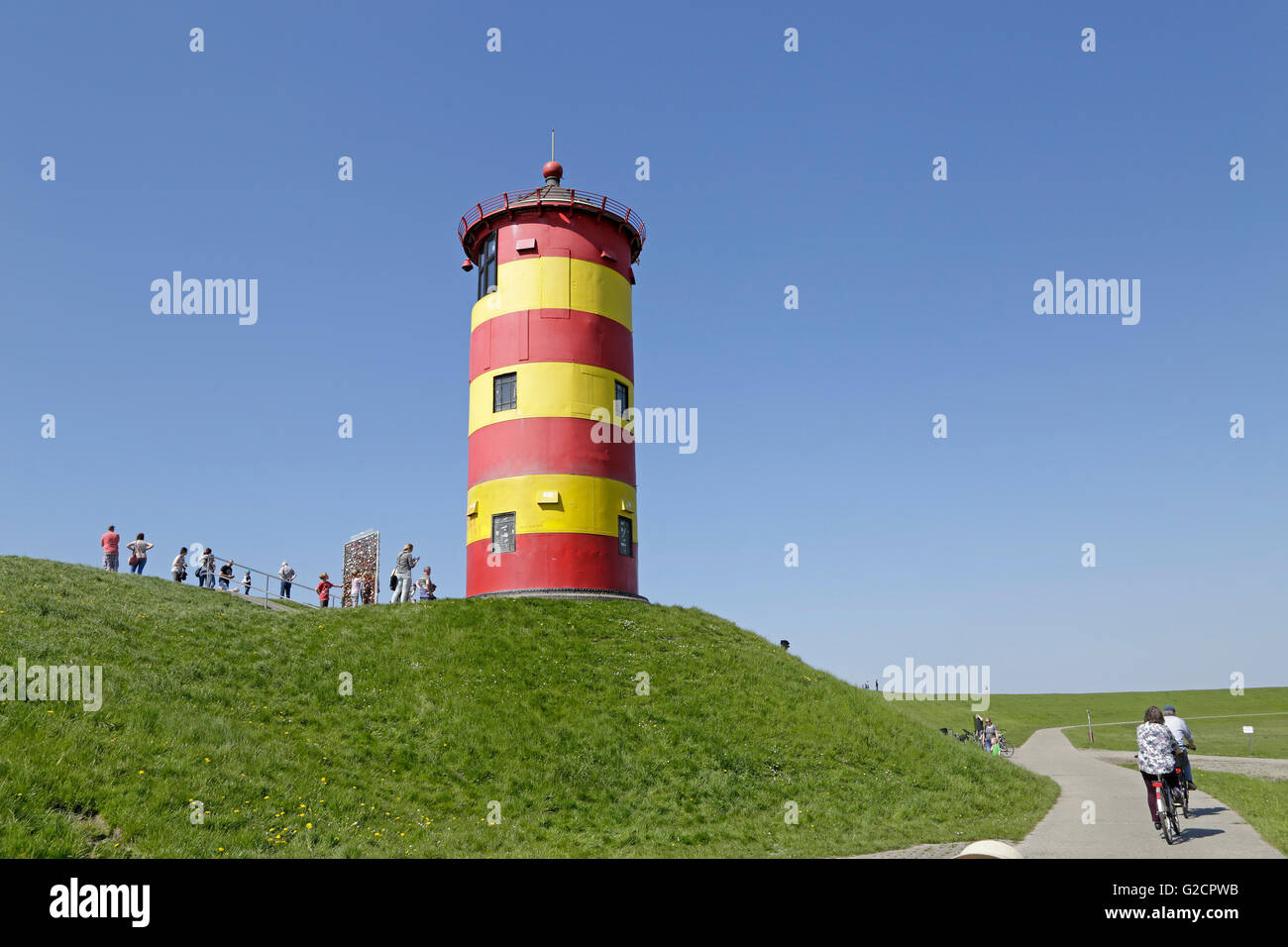 Pilsum Leuchtturm, Pilsum, Ostfriesland, Niedersachsen, Deutschland Stockfoto