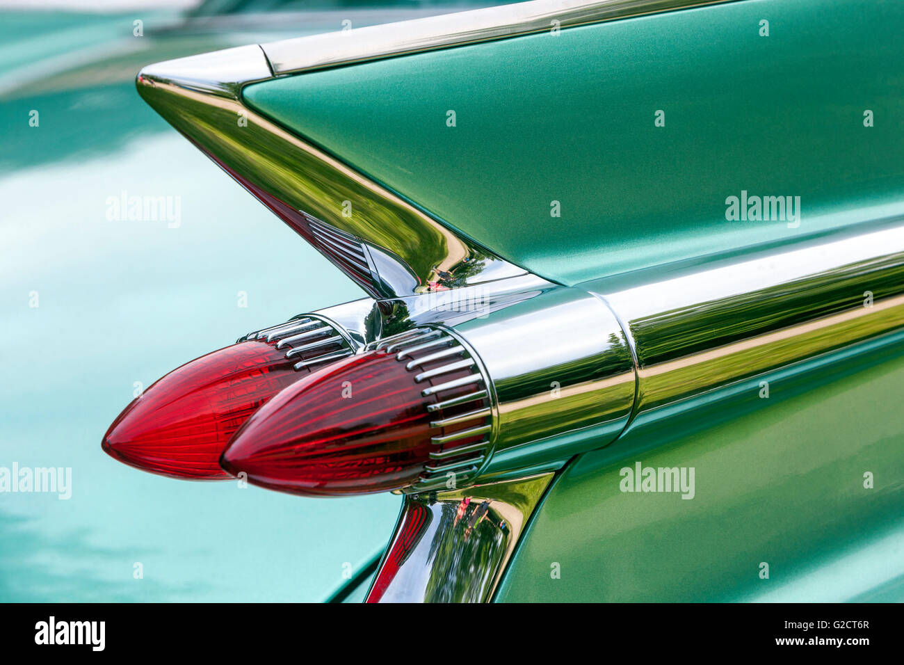 Amerikanischer Klassiker, Cadillac Fleetwood 1959 Oldtimer-Rücklicht Stockfoto