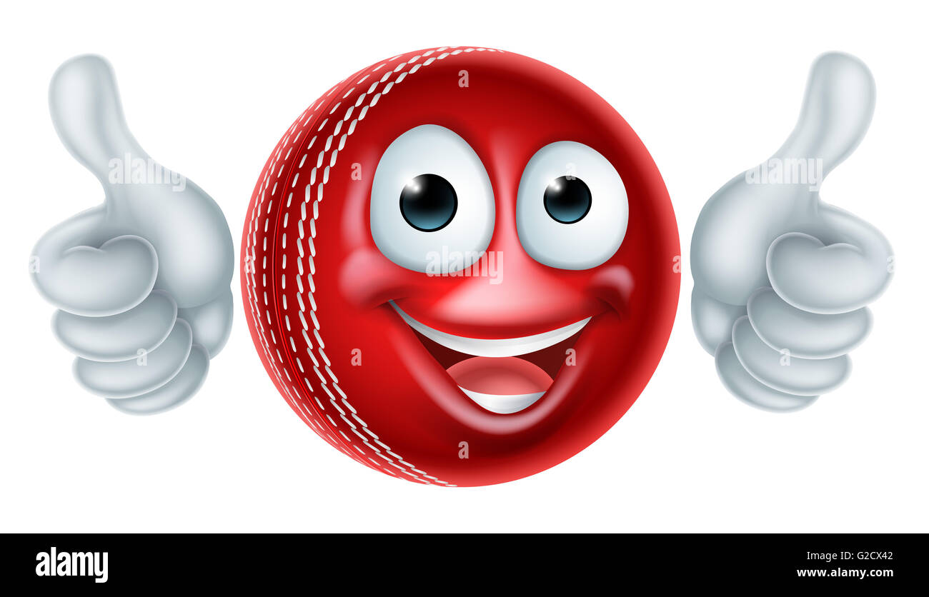 Criket Kugel Mann Maskottchen Charakter tun, was ein Double up Daumen Cartoon Stockfoto