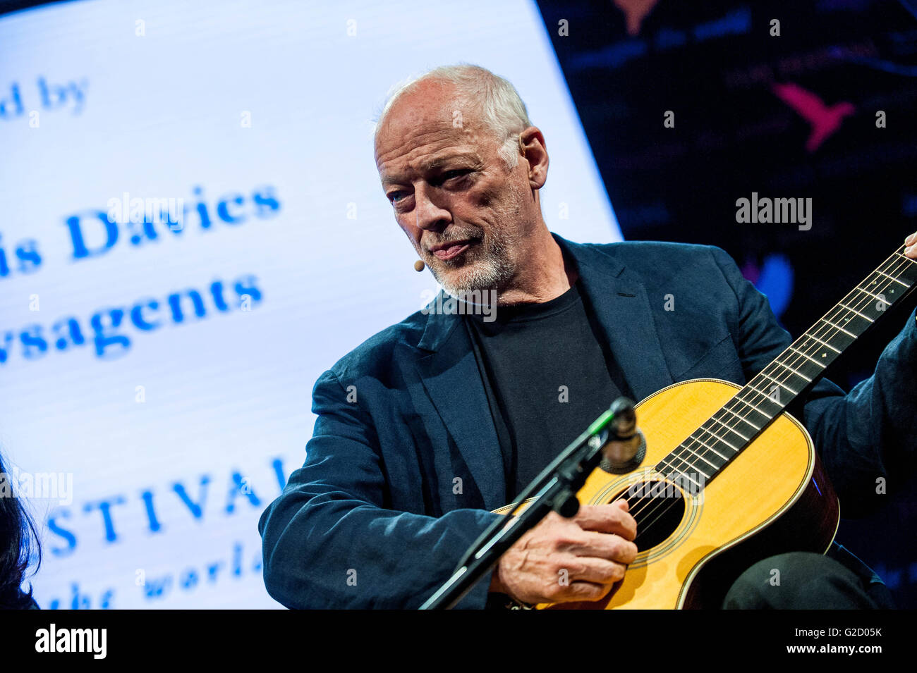 Heu auf Wye, Wales, UK Freitag 27 Mai 2016 Dave Gilmour von Pink Floyd die 2016 Hay Festival statt bei Hay on Wye, Powys, Wales Credit: D Legakis/Alamy Live News Stockfoto
