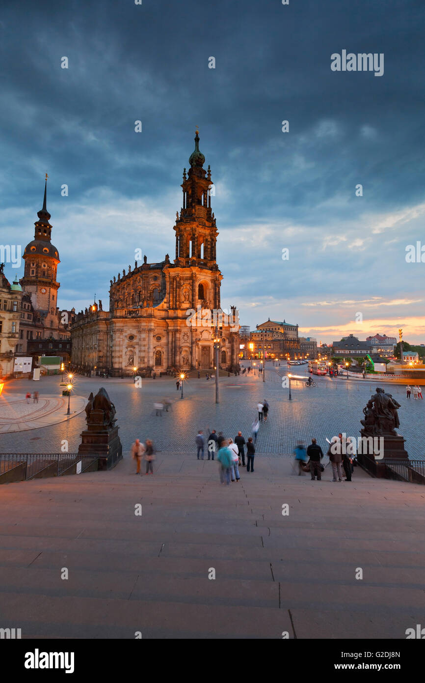 Historische Architektur in der Altstadt von Dresden, Deutschland. Stockfoto