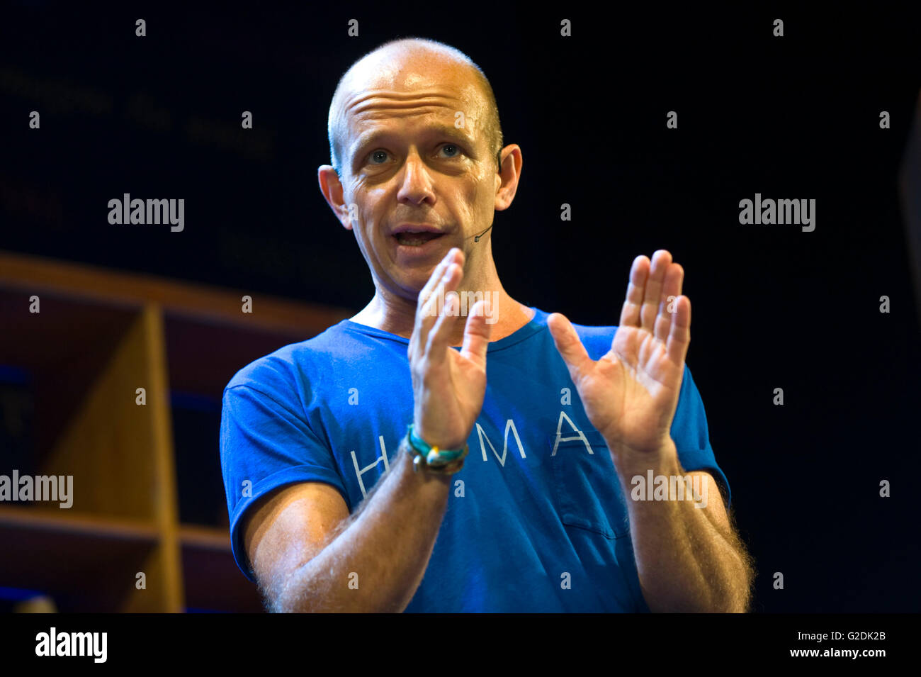 Steve Hilton akademischen & ehemaliger politischer Berater sprechen auf der Bühne Hay Festival 2016. Stockfoto