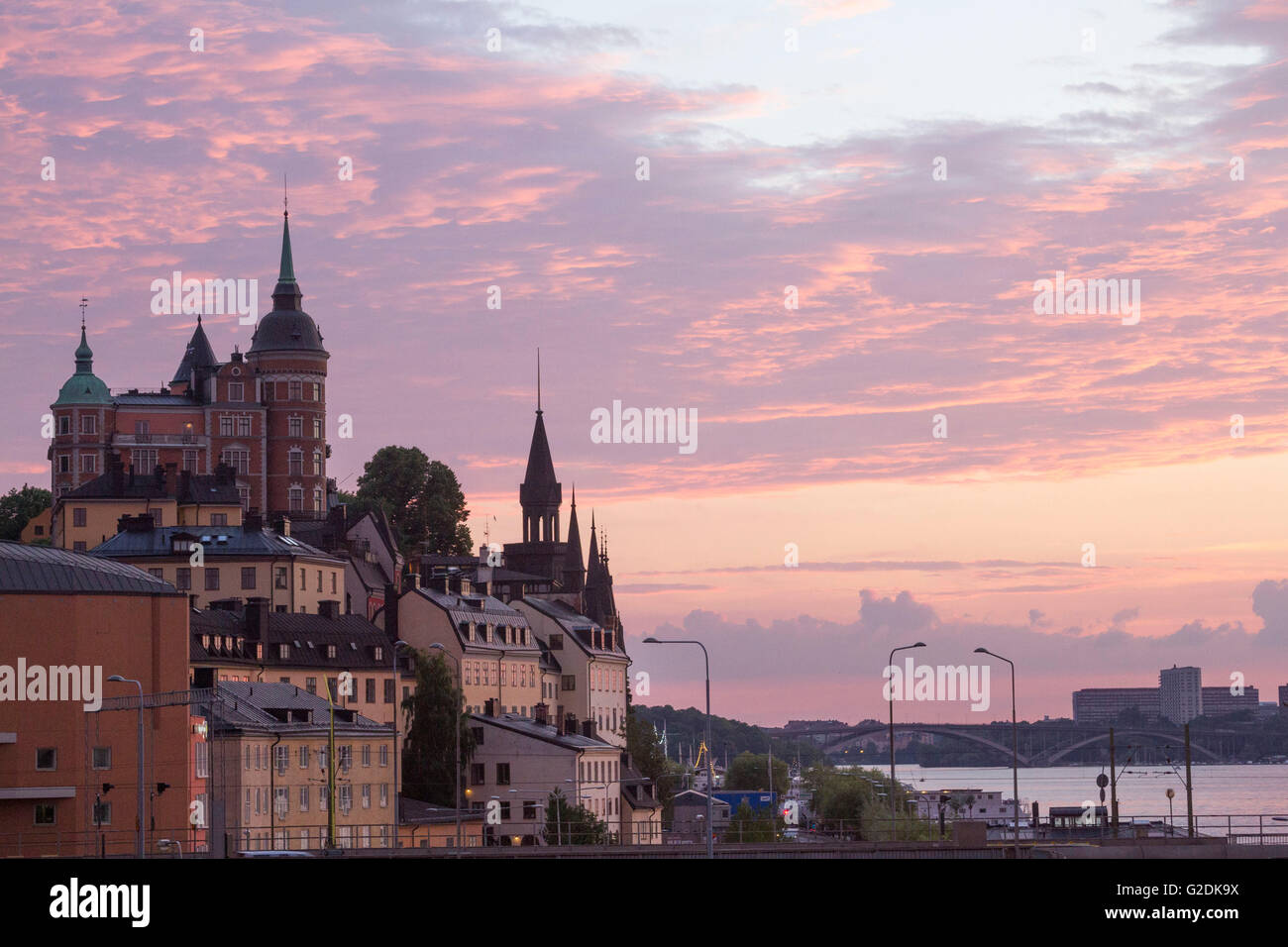 Abendsonne auf Mariaberget in der Sodermalm Bezirk Stockholm, Schweden Stockfoto