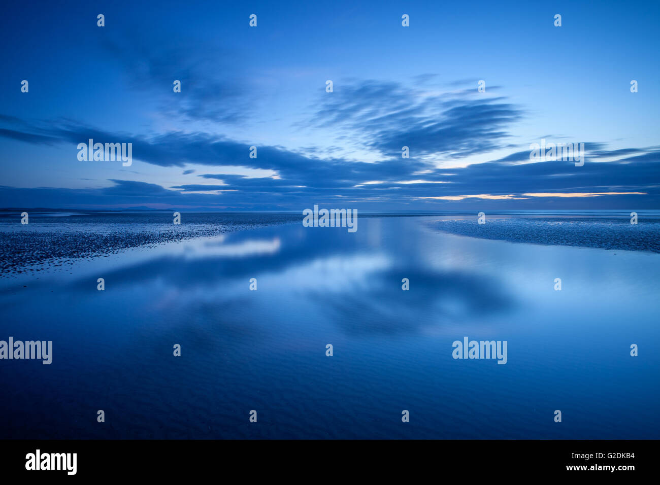 Morgendämmerung über Laytown Beach County Meath Ireland Stockfoto