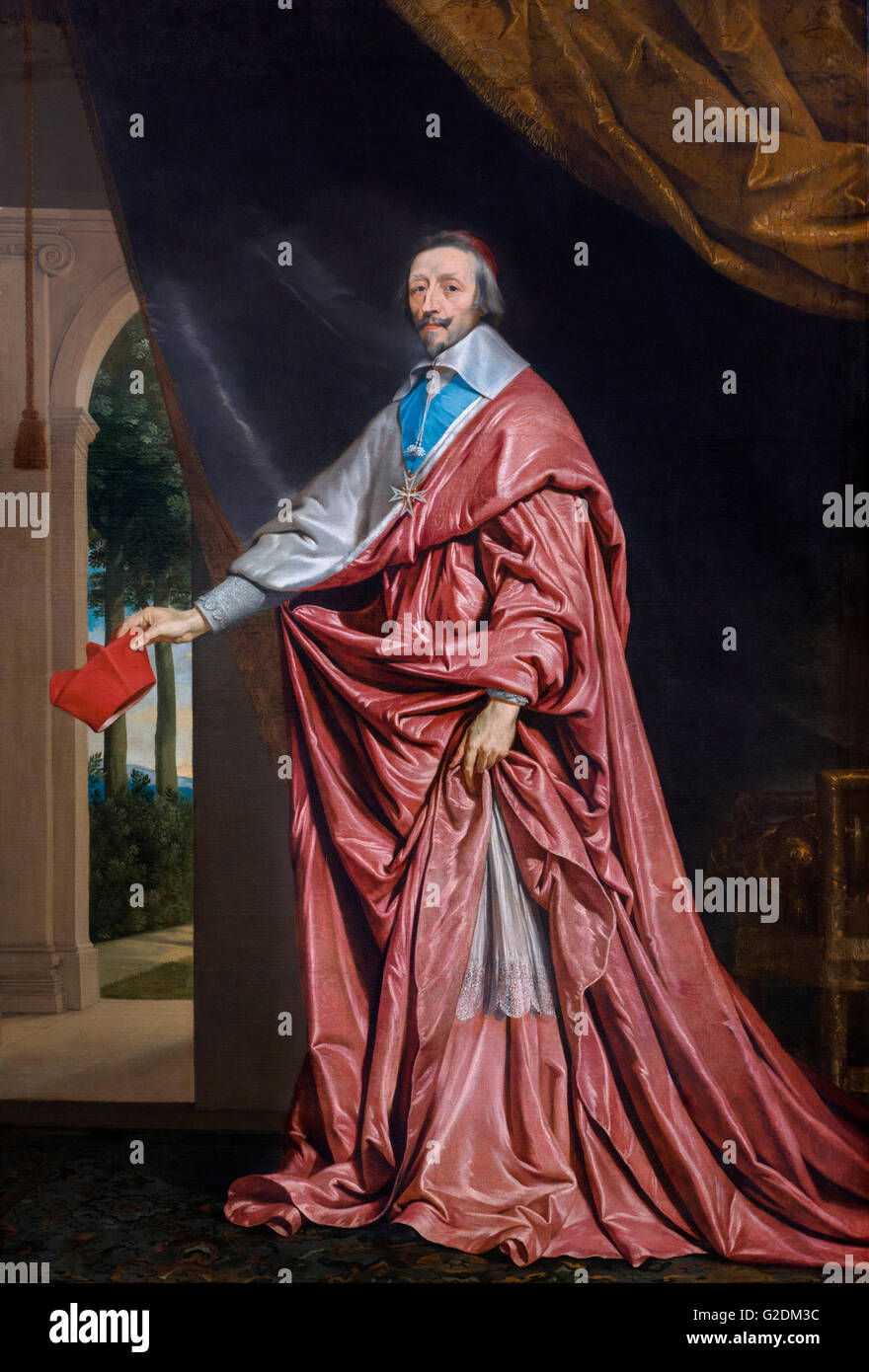 Armand Jean du Plessis, Kardinal-Herzog von Richelieu und von Fronsac (1585-1642), gemeinhin als Kardinal Richelieu, war ein französischer Geistlicher, Edelmann und Staatsmann und Hauptminister von König Louis XIII. Porträt von Philippe de Champaigne, Öl auf Leinwand, c.1633-40. Stockfoto