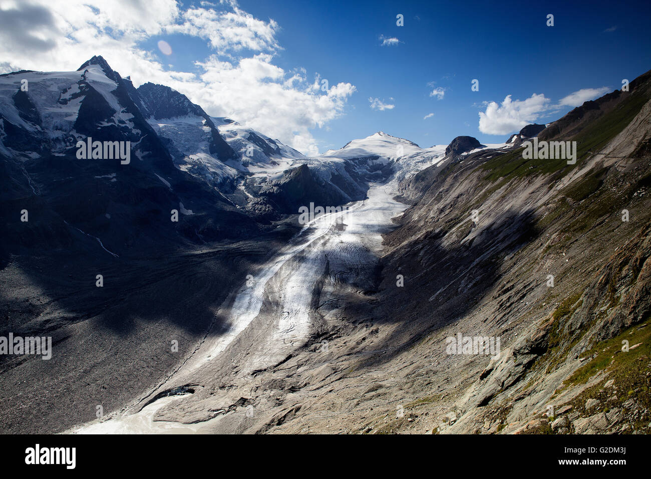 Blick auf den Pasterzengletscher in den österreichischen Alpen am Großglockner Stockfoto