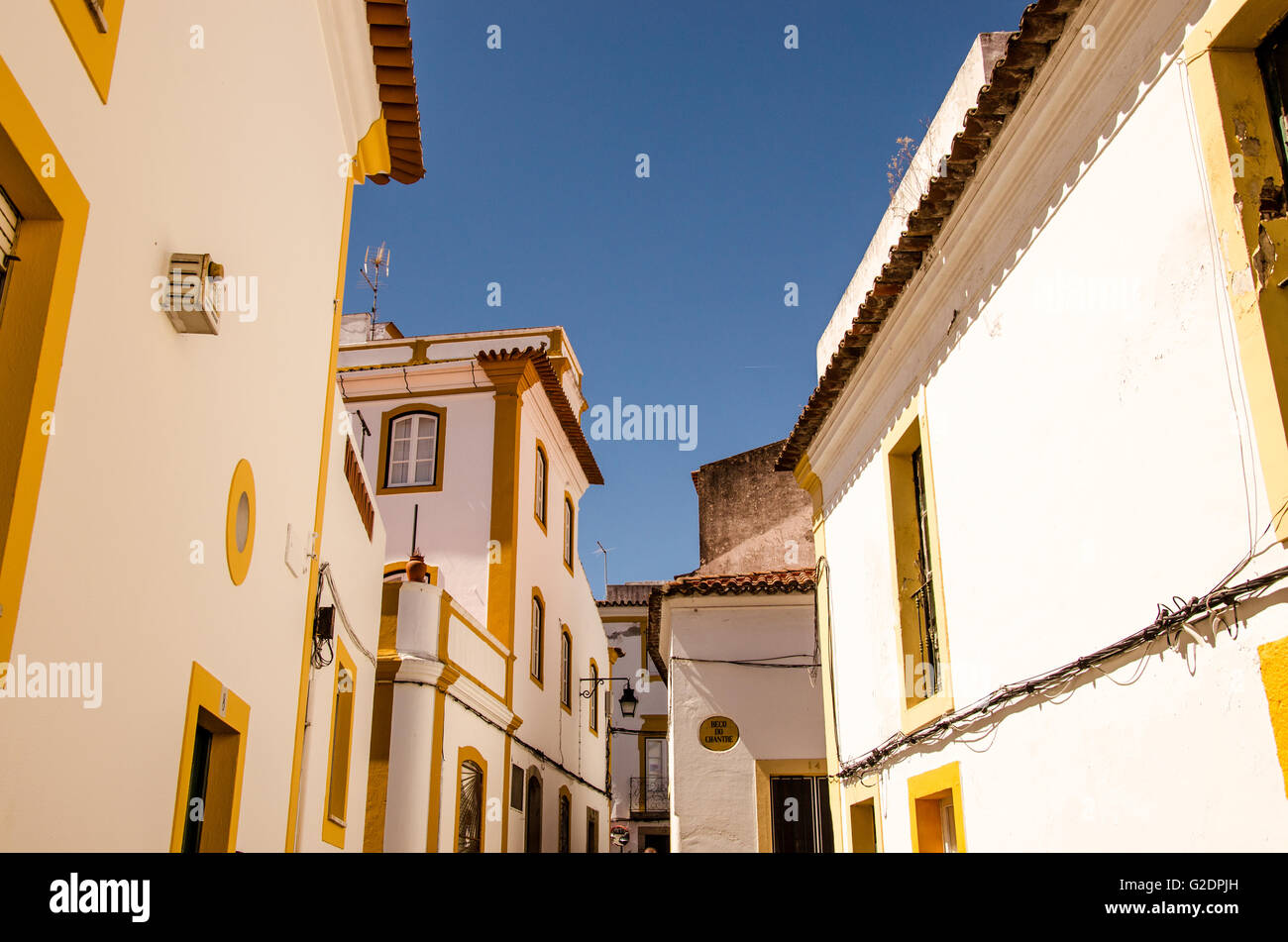 Streetview von der Stadt von Evora, UNESCO-Weltkulturerbe. Stockfoto