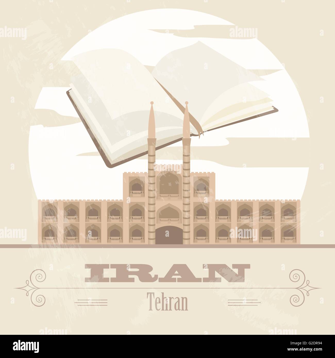 Iran. Retro-Stil Bild. Vektor-illustration Stock Vektor