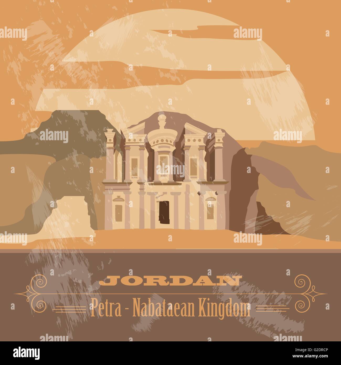Jordanien. Retro-Stil Bild. Vektor-illustration Stock Vektor