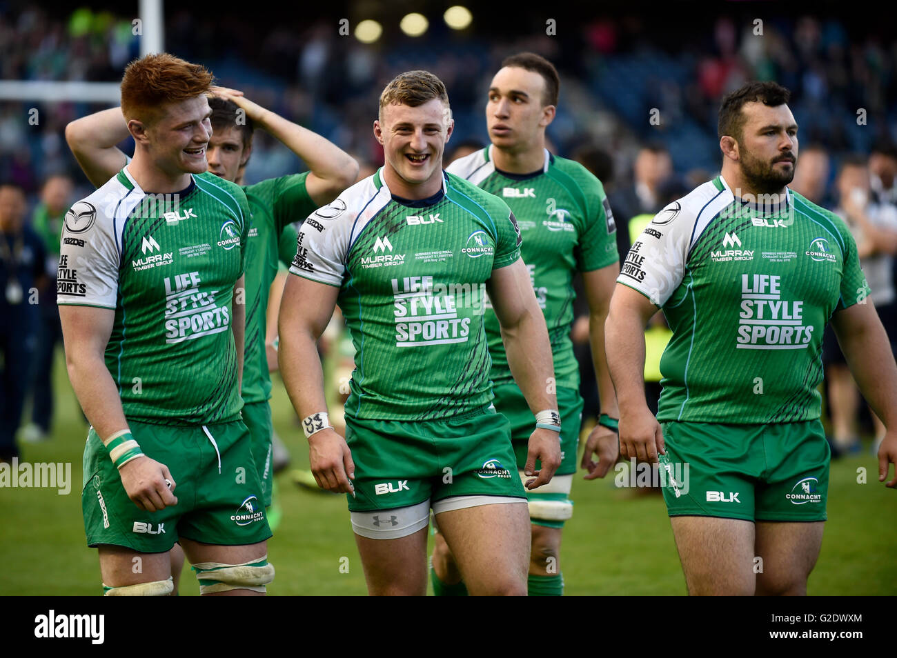 Connacht-Spieler feiern, nachdem sie Leinster 20-10 im Guinness PRO12-Finale in Murrayfield, Edinburgh, besiegt haben. DRÜCKEN SIE VERBANDSFOTO. Bilddatum: Samstag, 28. Mai 2016. Siehe PA Story RUGBYU PRO12. Bildnachweis sollte lauten: Jane Barlow/PA Wire. Stockfoto