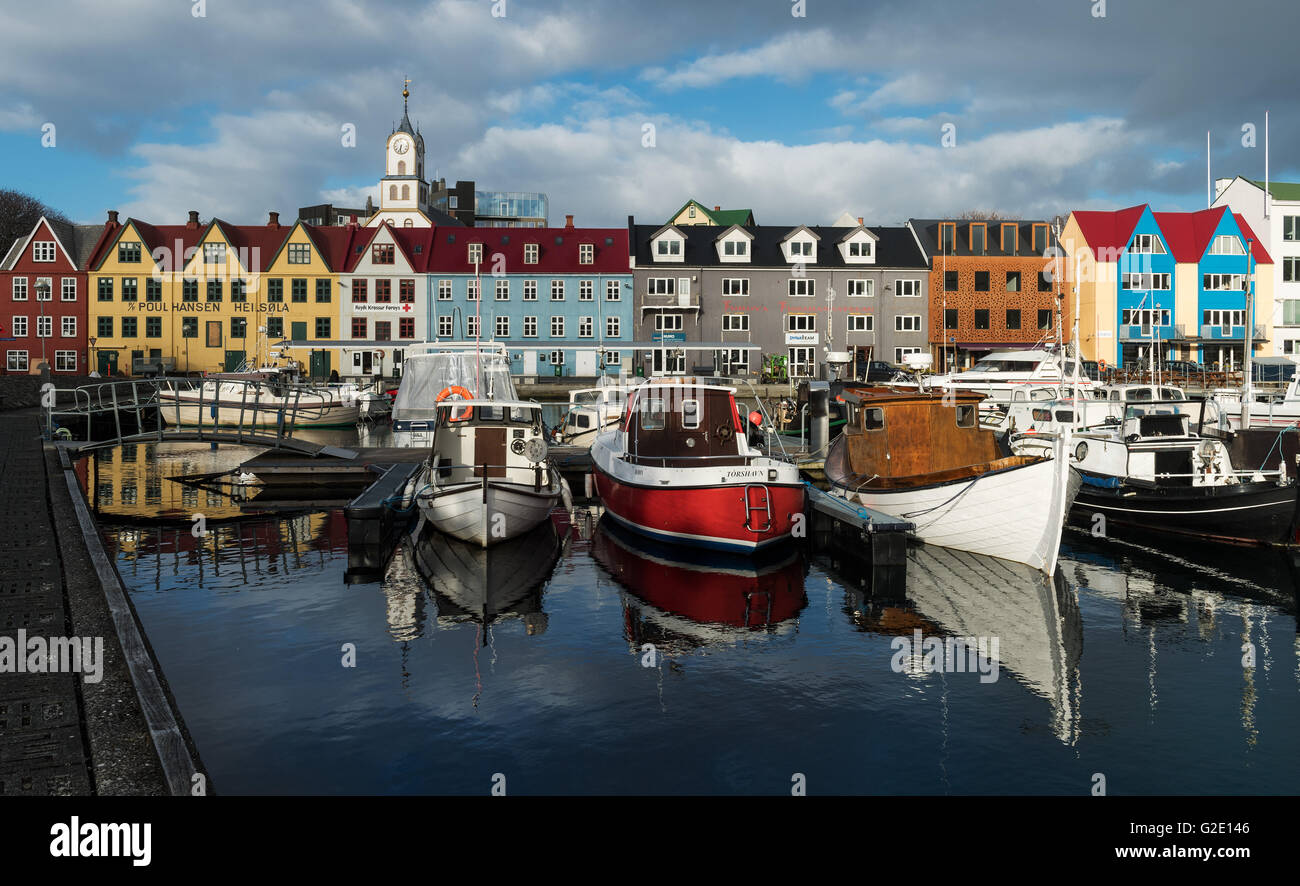 Hafen von Tórshavn, Streymoy, Färöer-Inseln, Dänemark Stockfoto