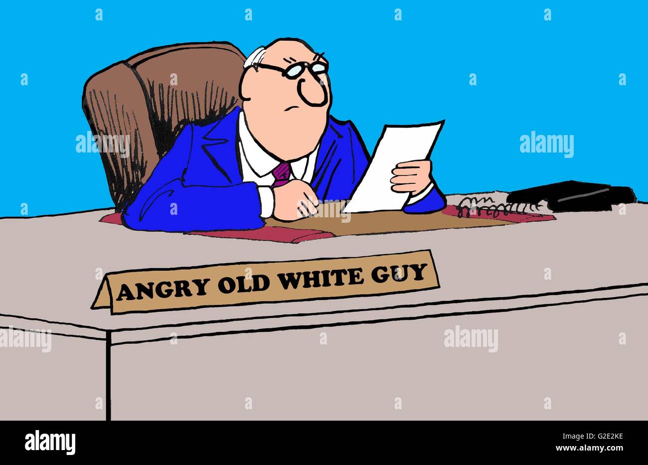 Business Illustration ein zorniger alten weißen Mann. Stockfoto
